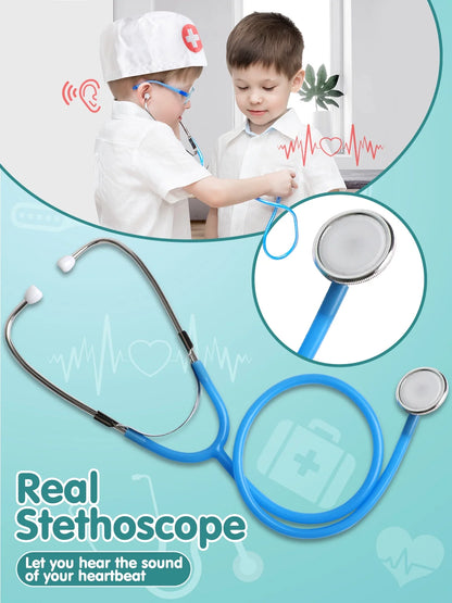 Doctor Kit for Kids Realistic, 36PCS Kids Doctor Kit Wooden, Doctor Pretend Playset